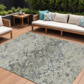 9' X 12' Silver Gray And Charcoal Geometric Washable Indoor Outdoor Area Rug
