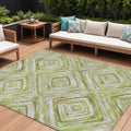 9' X 12' Artichoke Green And Brown Geometric Washable Indoor Outdoor Area Rug