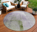 8' Purple Lavender And Green Round Abstract Washable Indoor Outdoor Area Rug