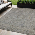 5' X 8' Gray And Silver Southwestern Washable Indoor Outdoor Area Rug
