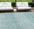 9' X 12' Aqua And Ivory Abstract Washable Indoor Outdoor Area Rug
