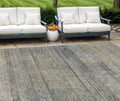 10' X 14' Khaki Beige And Gray Striped Washable Indoor Outdoor Area Rug