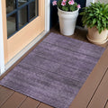 3' X 5' Plum Purple And Gray Striped Washable Indoor Outdoor Area Rug
