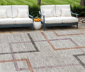 8' X 10' Taupe Charcoal And Copper Geometric Washable Indoor Outdoor Area Rug