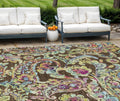 10' X 14' Chocolate And Artichoke Green Paisley Washable Indoor Outdoor Area Rug