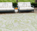 8' X 10' Sage Green And Ivory Paisley Washable Indoor Outdoor Area Rug