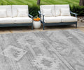 8' X 10' Silver Gray And Charcoal Southwestern Washable Indoor Outdoor Area Rug