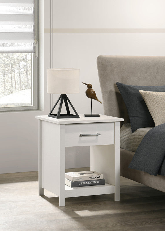 Celeste 20W White 1-Drawer Nightstand Bedside Table