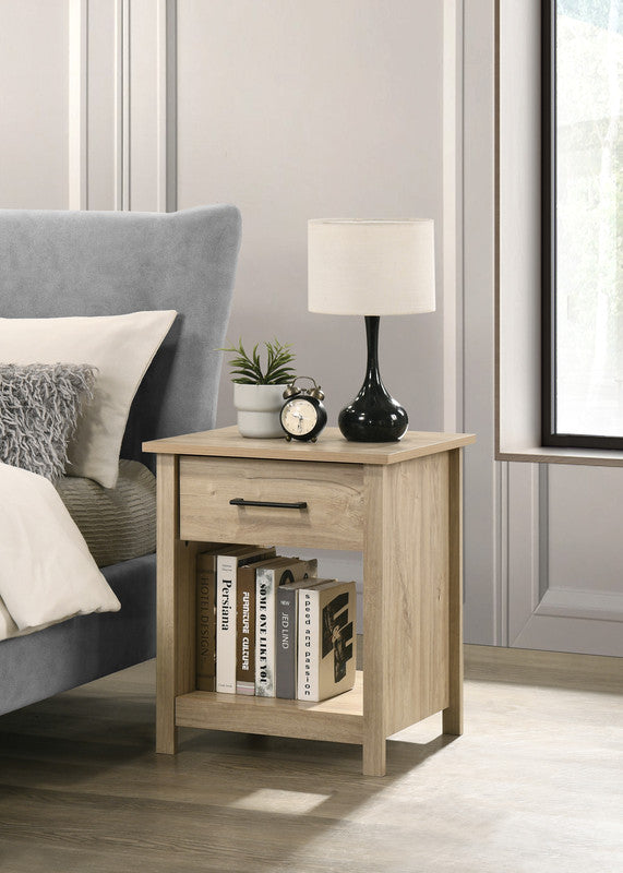 Celeste 20W Light Oak Finish 1-Drawer Nightstand Bedside Table