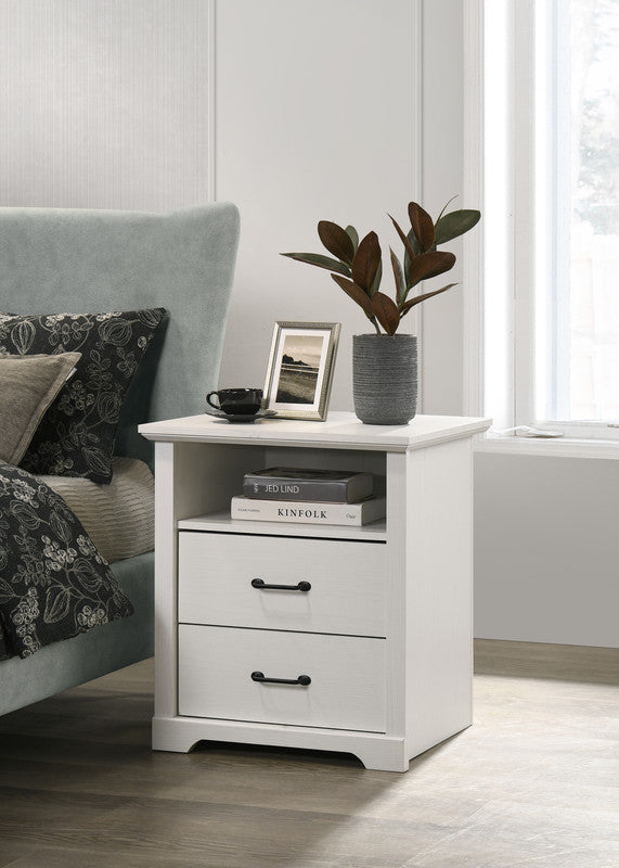 Elara 22W White 2-Drawer Nightstand Bedside Table with USB charging  Ports