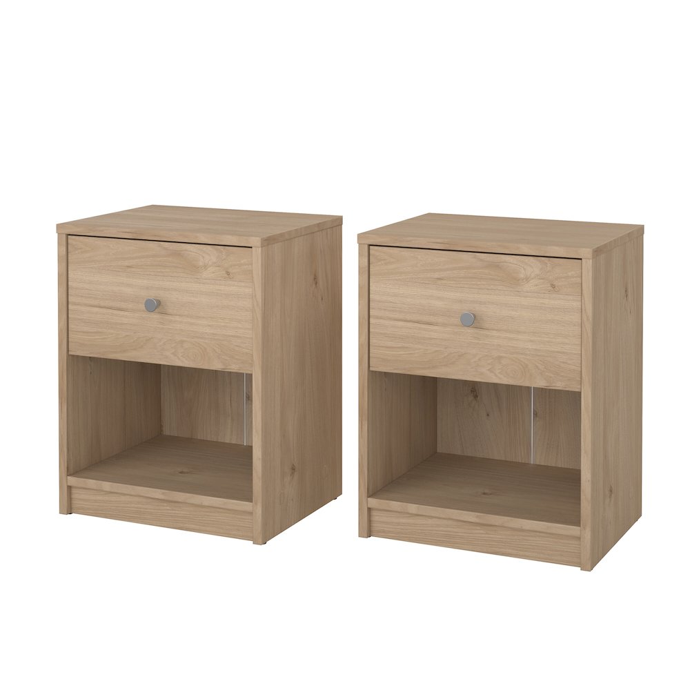 Portland 1 Drawer Nightstand - Set of 2, Jackson Hickory