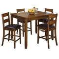Plantation Counter Height Table and Four Stools- Warm Brown