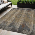 5' X 8' Taupe Gray And Ivory Striped Washable Indoor Outdoor Area Rug