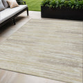 5' X 8' Beige Brown And Ivory Striped Washable Indoor Outdoor Area Rug