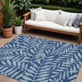 8' X 10' Navy Blue And Light Blue Floral Washable Indoor Outdoor Area Rug