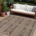 10' X 14' Brown And Ivory Southwestern Washable Indoor Outdoor Area Rug