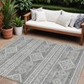 10' X 14' Gray And Ivory Southwestern Washable Indoor Outdoor Area Rug