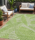5' X 8' Lime Green And Ivory Floral Washable Indoor Outdoor Area Rug
