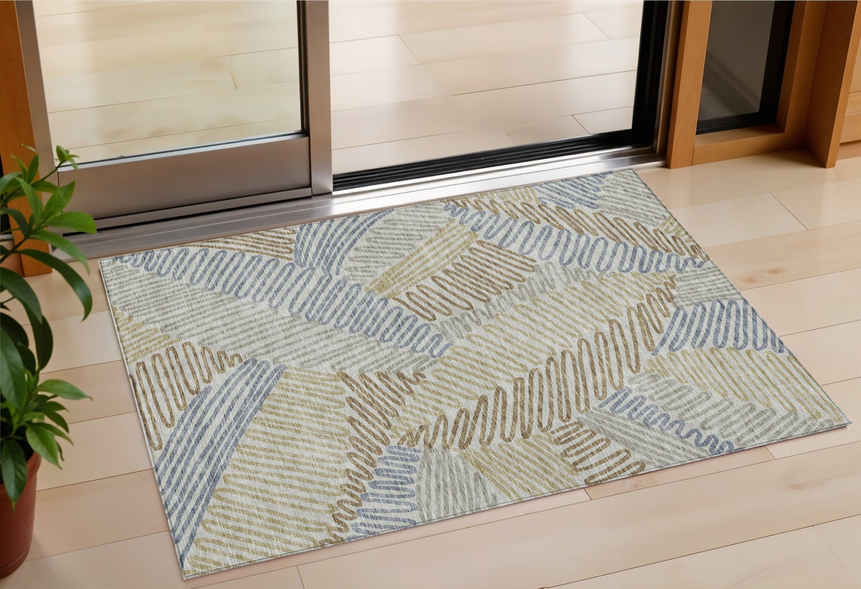 3' X 5' Taupe Gray And Beige Floral Washable Indoor Outdoor Area Rug
