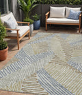 5' X 8' Taupe Gray And Beige Floral Washable Indoor Outdoor Area Rug