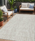 5' X 8' Beige And Ivory Tribal Washable Indoor Outdoor Area Rug