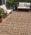 5' X 8' Terra Cotta And Beige Southwestern Washable Indoor Outdoor Area Rug