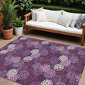 10' X 14' Eggplant Lavender And Ivory Polka Dot Washable Indoor Outdoor Area Rug
