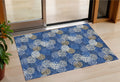 3' X 5' Navy Blue Brown And Ivory Polka Dot Washable Indoor Outdoor Area Rug