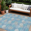 10' X 14' Sky Blue Gray And Ivory Polka Dot Washable Indoor Outdoor Area Rug