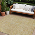 9' X 12' Gold And Beige Geometric Washable Indoor Outdoor Area Rug