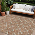 10' X 14' Brown Copper And Beige Geometric Washable Indoor Outdoor Area Rug