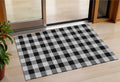 3' X 5' Black Gray And Ivory Plaid Washable Indoor Outdoor Area Rug