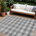 9' X 12' Gray And Charcoal Plaid Washable Indoor Outdoor Area Rug