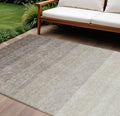 8' X 10' Brown And Ivory Ombre Washable Indoor Outdoor Area Rug