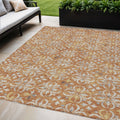 5' X 8' Copper Gray And Beige Floral Washable Indoor Outdoor Area Rug