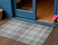 3' X 5' Gray Black And Ivory Plaid Washable Indoor Outdoor Area Rug