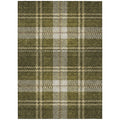 3' X 5' Olive Green Gold And Brown Plaid Washable Indoor Outdoor Area Rug