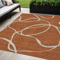 5' X 8' Copper And Ivory Abstract Washable Indoor Outdoor Area Rug