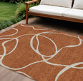 9' X 12' Copper And Ivory Abstract Washable Indoor Outdoor Area Rug