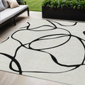 5' X 8' White And Black Abstract Washable Indoor Outdoor Area Rug