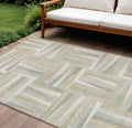 8' X 10' Ivory Beige And Gray Geometric Washable Indoor Outdoor Area Rug