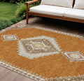 10' X 14' Copper Brown And Ivory Oriental Washable Indoor Outdoor Area Rug