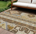 10' X 14' Brown Beige And Ivory Aztec Washable Indoor Outdoor Area Rug