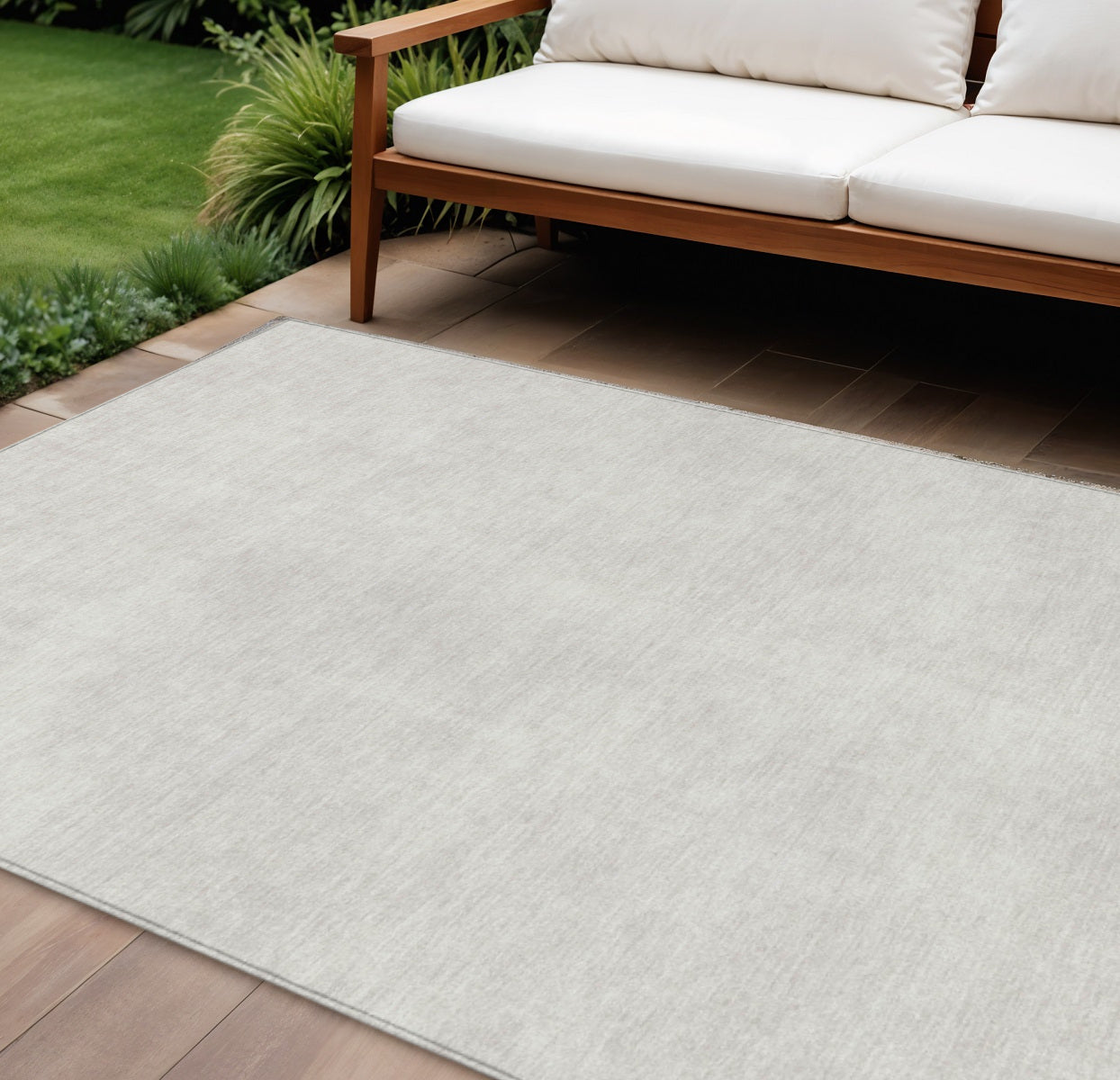 8' X 10' Ivory Washable Indoor Outdoor Area Rug