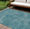 10' X 14' Teal Blue Washable Indoor Outdoor Area Rug