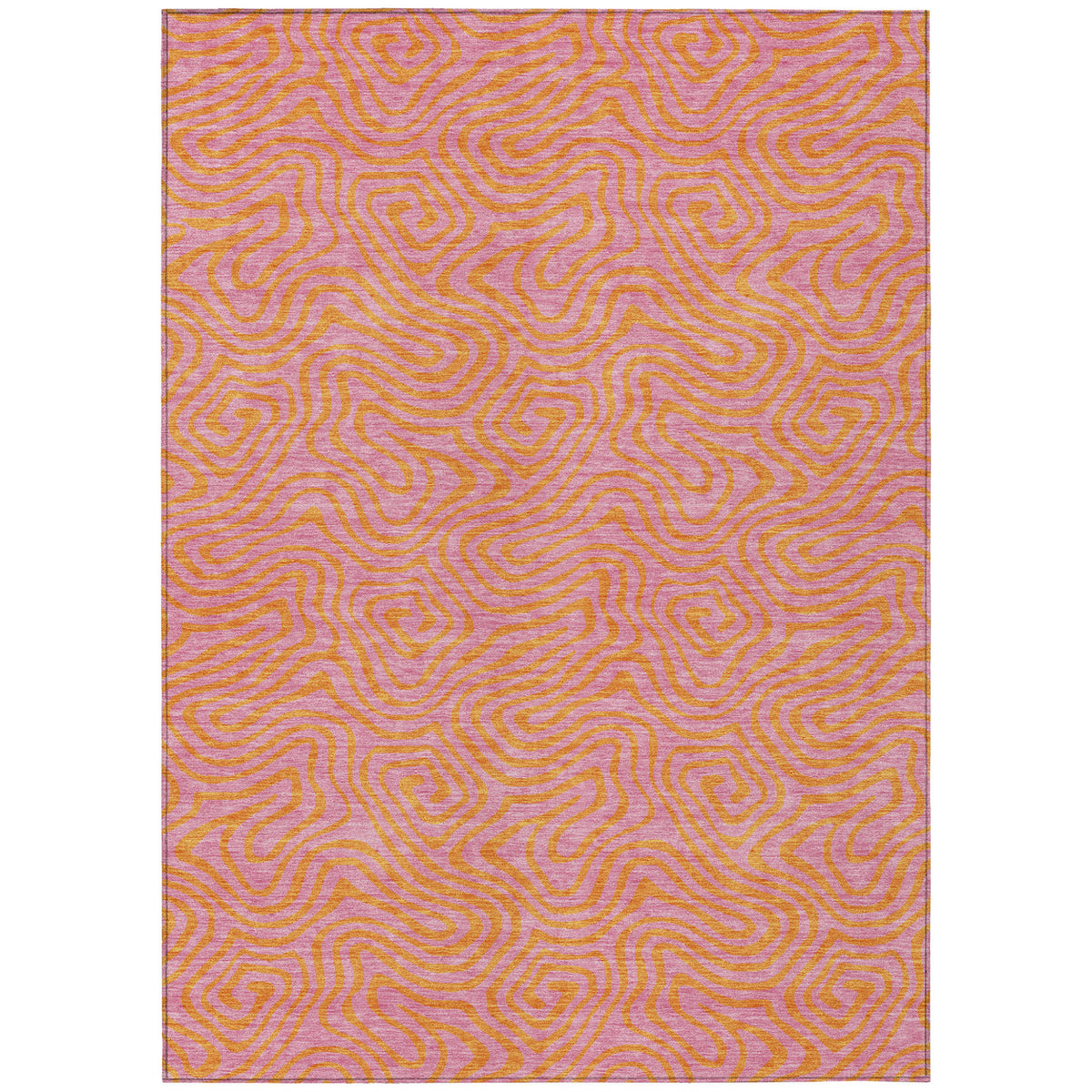 3' X 5' Pink And Copper Abstract Washable Indoor Outdoor Area Rug