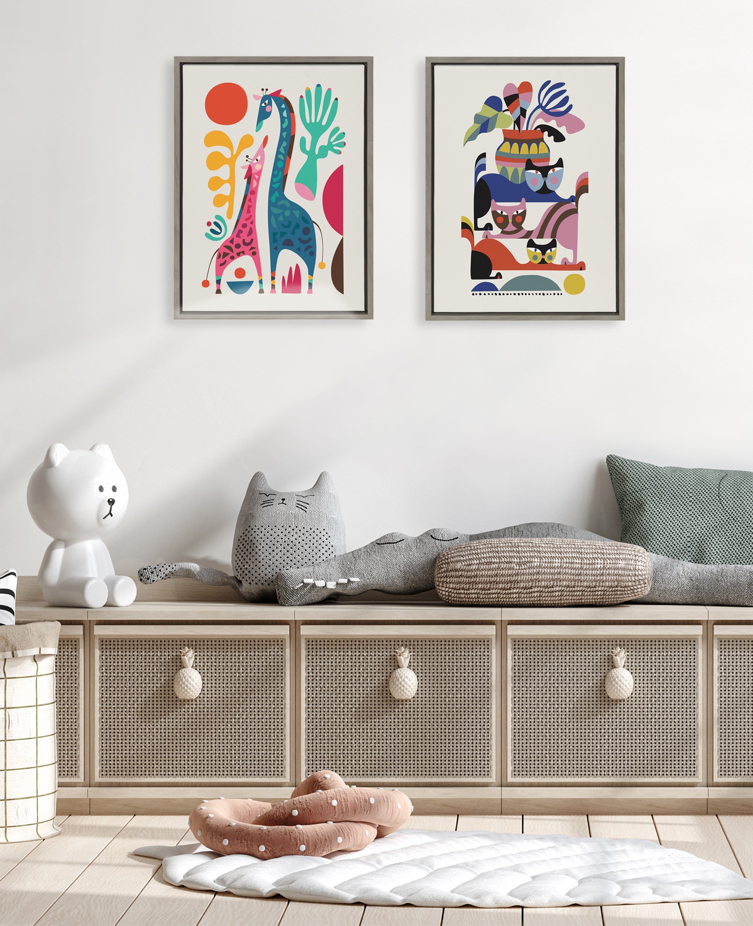 Sylvie 3 Cats Framed Canvas by Rachel Lee of My Dream Wall