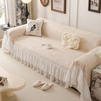 French Chic Style Ruffle Floral Cover Throws for Sofas, Decorative Couch Covers