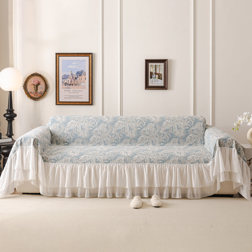 French Chic Style Ruffle Floral Cover Throws for Sofas, Decorative Couch Covers