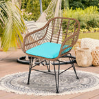 3-Piece Rattan Bistro Set with Cushions and Glass Table